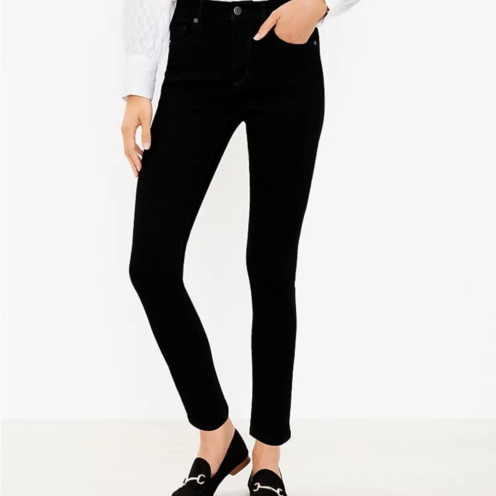 LOFT | Mid Rise Skinny Jeans In Black - Picture 2 of 4